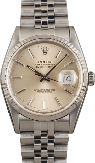 Used Rolex Datejust 36 Stainless Steel 16234 Silver Dial