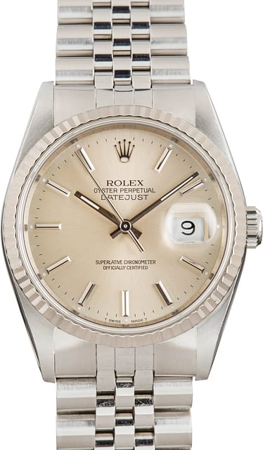 Pre-owned Rolex Datejust 36 16234 Silver Index Dial