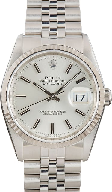 Pre-owned Rolex Datejust 36 Ref 16234 Silver Dial