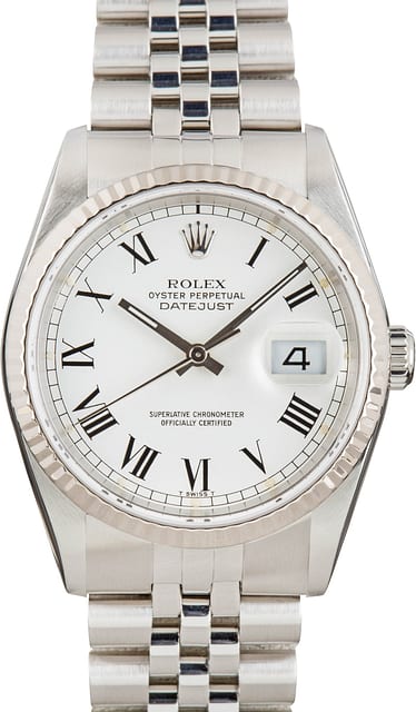 Rolex Datejust Ref 16234 White Roman Dial
