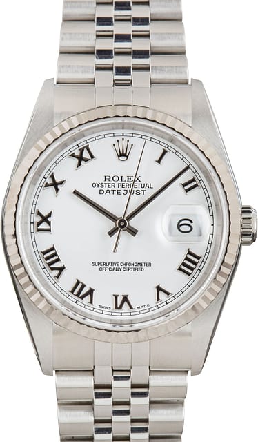 Pre Owned Rolex Datejust 16234 White Roman Dial