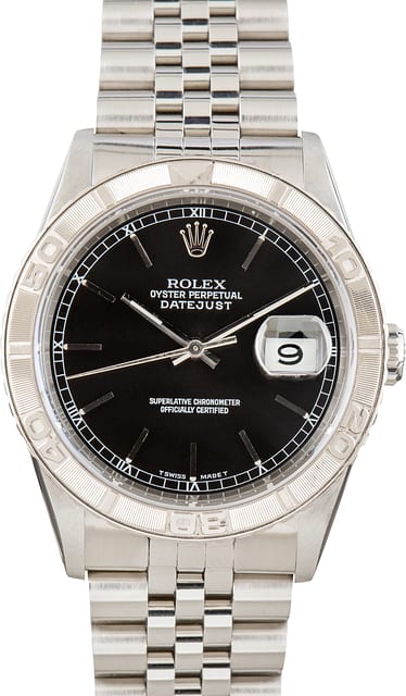 Pre-Owned Black Dial Thunderbird Rolex Datejust 36 Ref 16264