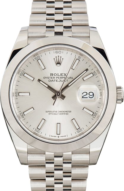 Pre-Owned Silver Dial Rolex Datejust 41 Steel 126300