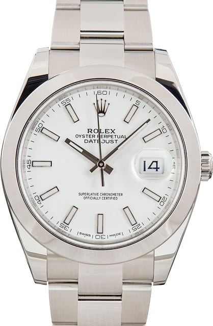 Pre-Owned Steel Rolex Datejust 41 Ref 126300 White Dial