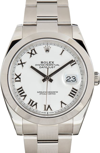 Pre-Owned Rolex Datejust 41 Ref 126300 White Roman Dial