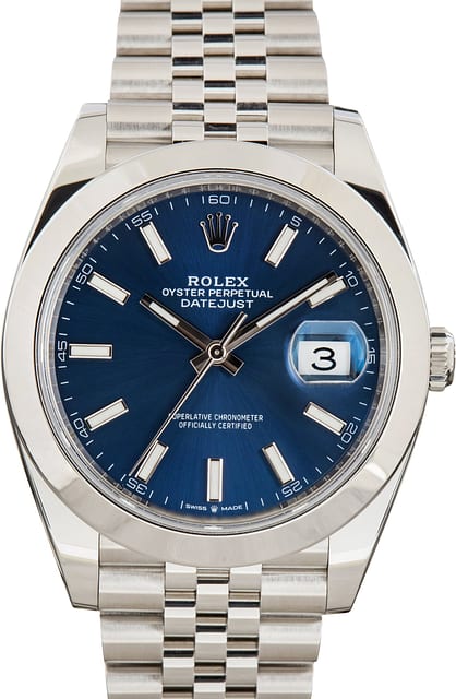 Pre-Owned Blue Dial Rolex Datejust 41 Ref 126300 Jubilee Band