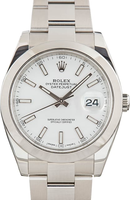 Men's Used Rolex Datejust 41 Ref 126300 White Index Dial