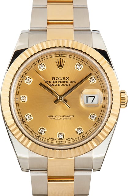 Pre-Owned Rolex Datejust 41 Ref 126333 Champagne Diamond Dial