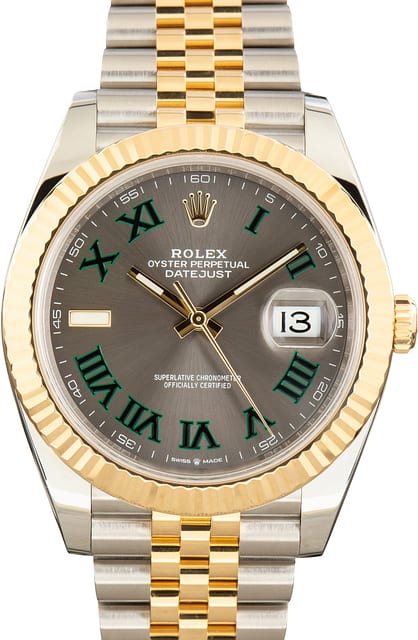Pre-Owned Two Tone Rolex Datejust 41 Ref 126333 Wimbledon Dial