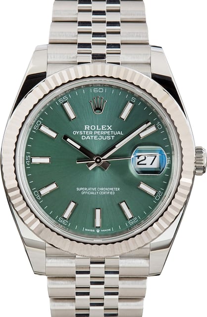 Rolex Datejust 41 Ref 126334 Green Dial Jubilee Bracelet