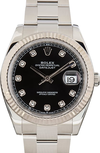 Pre-Owned Rolex Datejust 41 Black Diamond Dial ref 126334