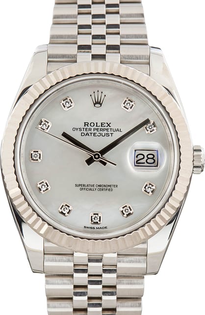 Pre-Owned Rolex Datejust 41 126334 Mother of Pearl Diamond Dial