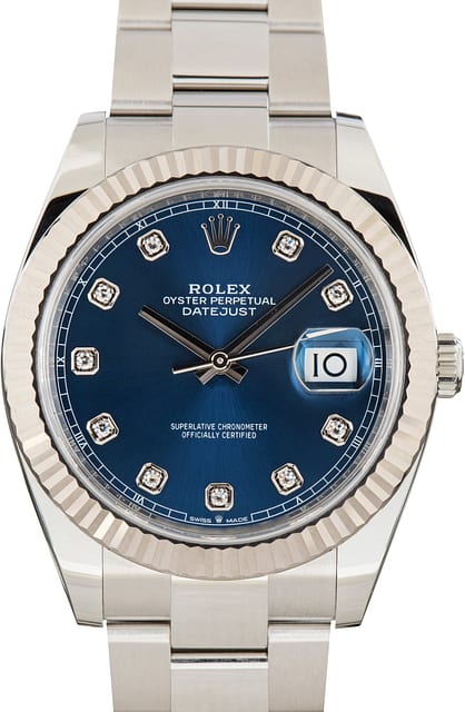 Used Blue Diamond Dial Rolex Datejust 41 Ref 126334