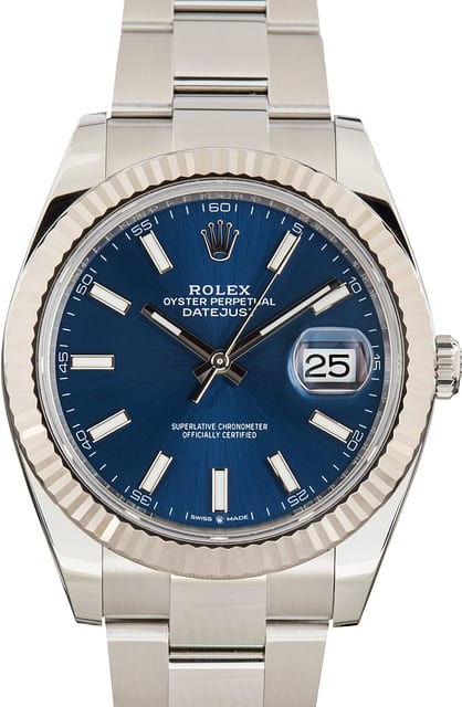 Pre-Owned Stainless Steel Rolex Datejust 41 Ref 126334 Blue Dial