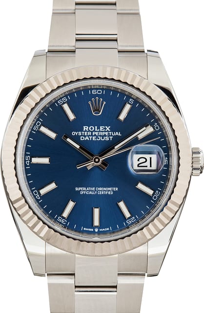 Pre-Owned Rolex Datejust 41 Blue Index Dial Ref 126334