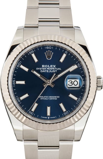 Used Rolex Datejust 41 ref 126334 Blue Chromalight Dial