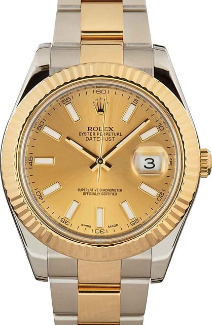 Mens Rolex Datejust II Ref 116333 Champagne Dial