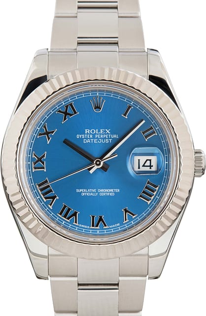 Pre-owned Rolex Datejust II 116334 Blue Dial