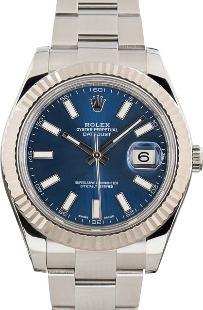 Used Rolex Datejust II ref 116334 Blue Superluminova Dial