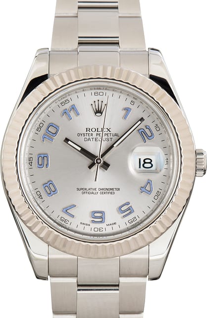 Used Silver Dial Rolex Datejust II Ref 116334 Lilac Arabic Markers