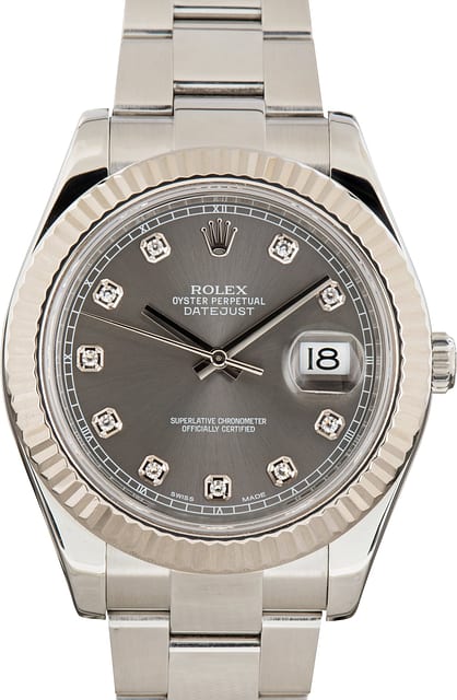 Pre-Owned Rolex Datejust II ref 116334 Slate Diamond Dial