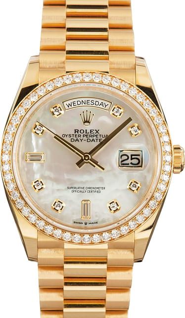 Pre-owned Rolex Day-Date 36 ref 128348 18k Yellow Gold