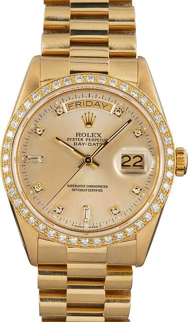 Rolex Day-Date 18048 Diamond Dial & Bezel