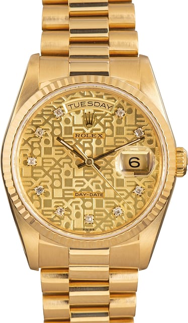 Rolex President Gold Day-Date 18238 Diamond Dial