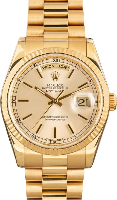 Pre-Owned Rolex Day-Date 36 Ref 118238 Silver Dial