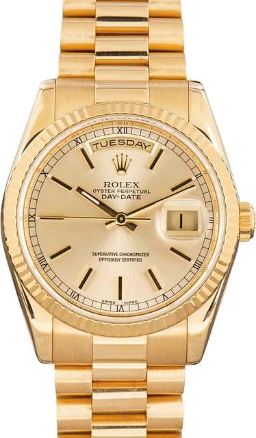 Used Rolex Day-Date 36 Ref 118238 Silver Dial