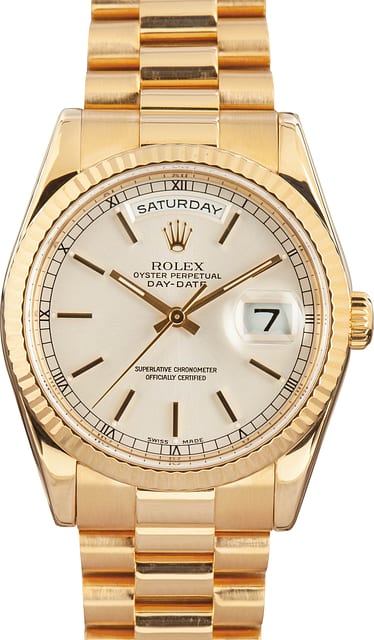 Pre-Owned Rolex Day-Date 36 Ref 118238 Silver Dial