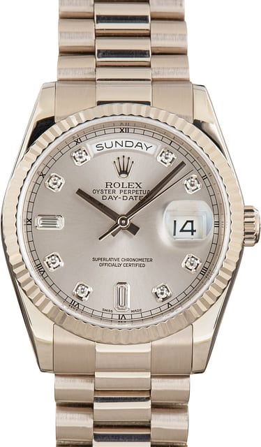 Pre-Owned Rolex Day-Date Ref 118239 Silver Diamond Dial