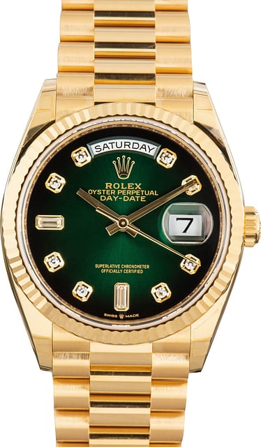 Rolex Day-Date 36 Ref 128238 Green Ombre Diamond Dial