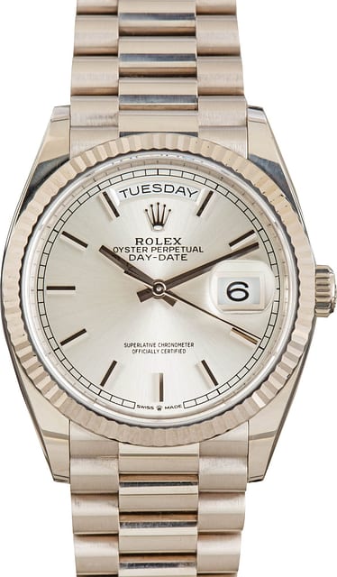 Rolex Day-Date 36 Ref 128239 Silver Dial