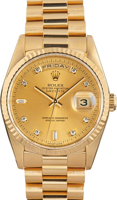 Rolex Day-Date 36 Yellow Gold 18238 Diamond Dial
