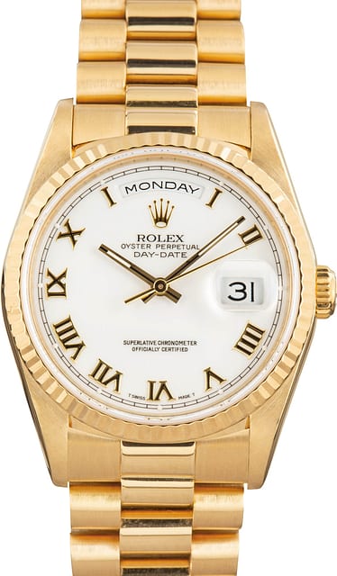 Used Rolex Day-Date 18238 White Roman Dial