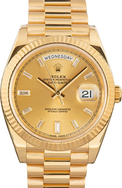 Rolex Day-Date 40 Ref 228238 Baguette Diamond Dial