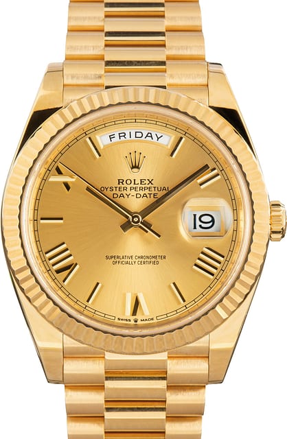 Pre-Owned Rolex Day-Date 40 Yellow Gold 228238 Champagne Dial
