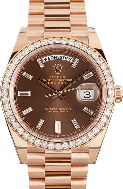 Rolex Day-Date 40 Everose Gold 228345 Chocolate Diamond Dial