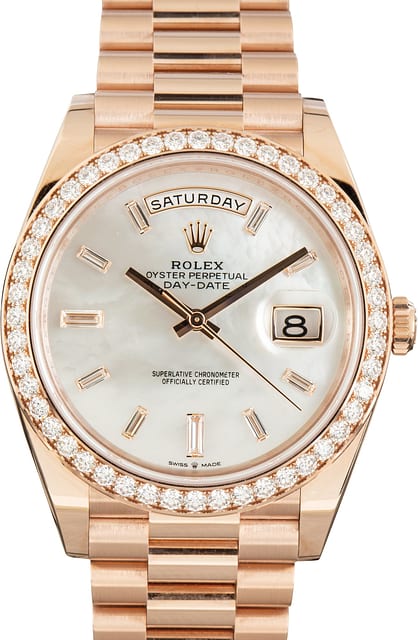 Pre-Owned Rolex Day-Date 40 Ref 228345 Mother of Pearl Diamond Dial