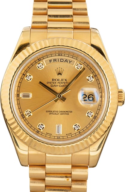 Pre-Owned Rolex Day-Date II ref 218238 Diamond Dial