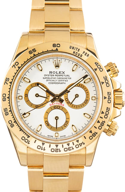 Pre-Owned 18k Yellow Gold Rolex Daytona Ref 116508 White Dial