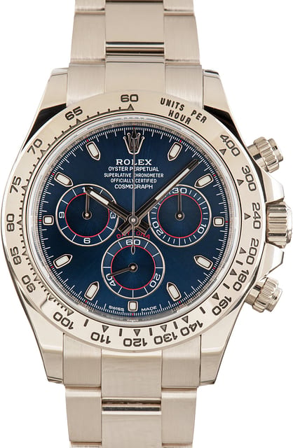 Pre-Owned White Gold Rolex Daytona 116509 Blue Dial