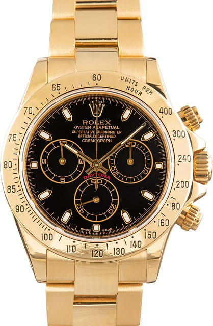 Used Rolex Daytona Yellow Gold 116528 Black Dial