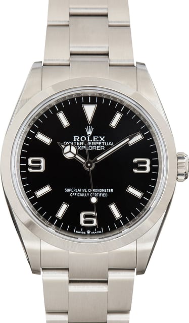 Pre-Owned Black Dial Rolex Explorer Ref 124270 Stainless Steel