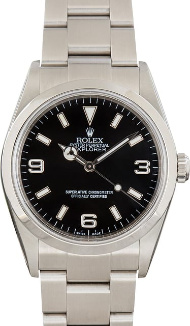 Pre-Owned Rolex Explorer 36 Steel ref 114270 Black Dial