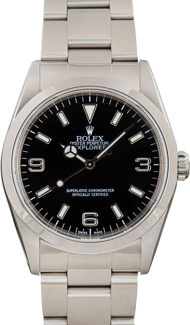 Pre-owned Rolex Explorer Ref 14270 Smooth Bezel