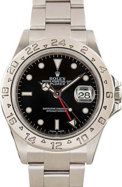 Men's Pre-Owned Rolex Explorer II Ref 16570 Black Dial