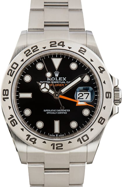 Pre-Owned Stainless Steel Rolex Explorer II Ref 226570 Black Dial
