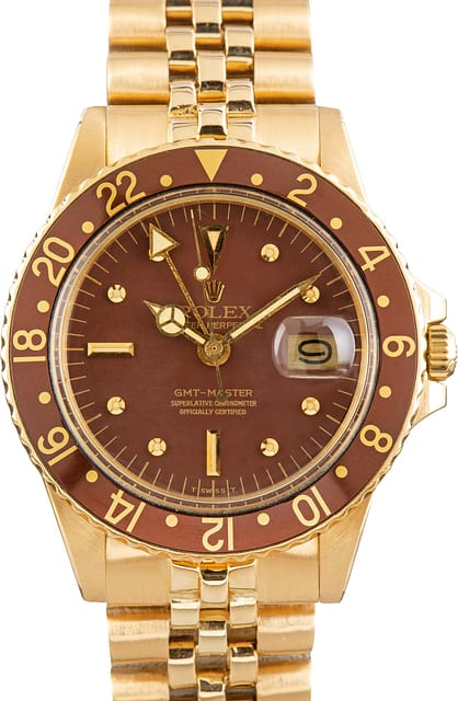 Vintage Rolex GMT-Master Ref 1675 18k Yellow Gold